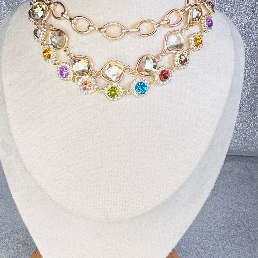 Statement Necklace Bundle Multicolor Gems On Gold… - image 2